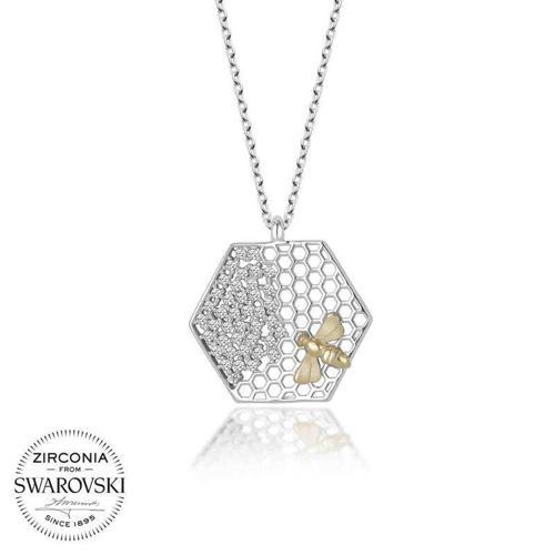 Swarovski Taşlı Gümüş Arı Bayan Kolye SL4080