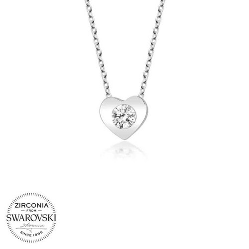 Swarovski Taşlı Gümüş Kalp Bayan Kolye SL4058