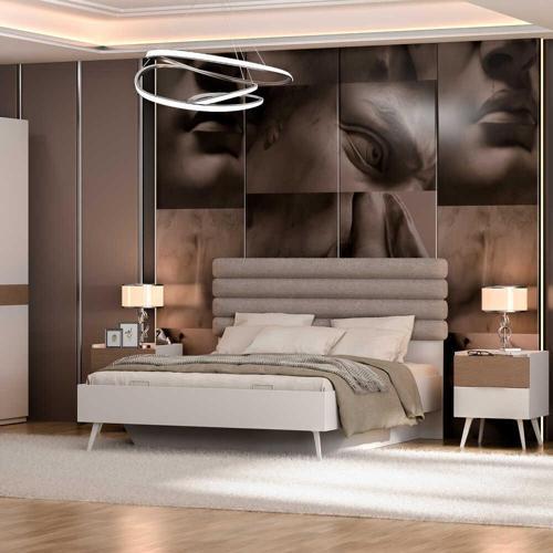Milano Çift Kişilik Karyola - Vizon/Zebra 166x120x205 cm