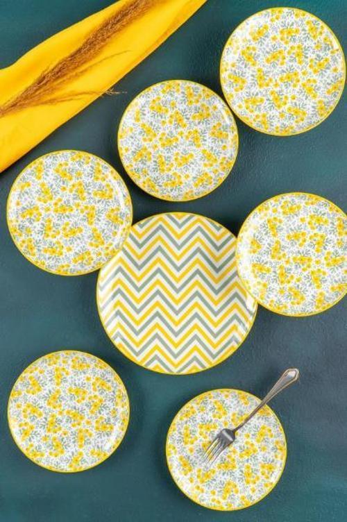 Tiffany Sarı 7 Parça Porselen Pasta-İkram Seti POR-05334