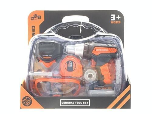 Ctoys Oyuncak Çantalı 16 Parça Pilli Vidalama ve Toz maskesi İş Gözlüğü Tamir Ekipmanı 778-10