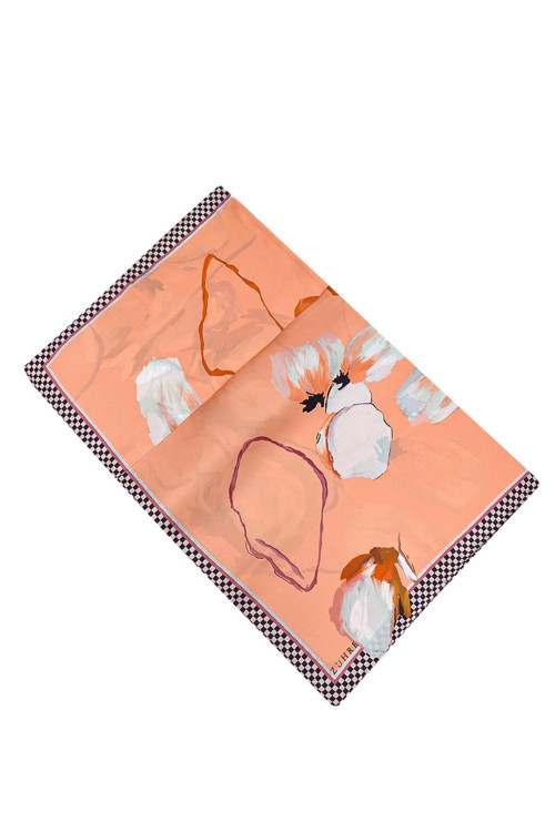 Çiçek Desenli İpek Saten Eşarp V13 0076