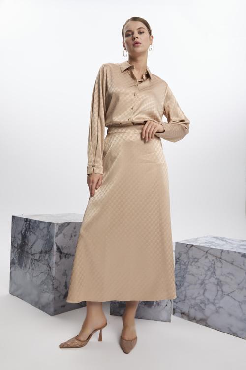 Monogram Desenli Bej Etek ETK-0174