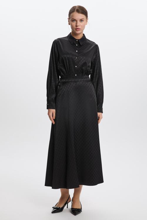Monogram Desenli Siyah Etek ETK-0174