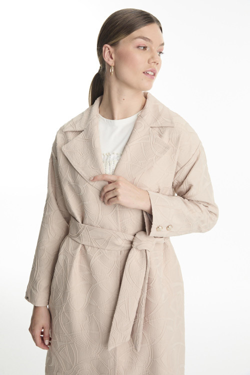 Kuşak Detaylı Desenli Taş Giy Çık 13594