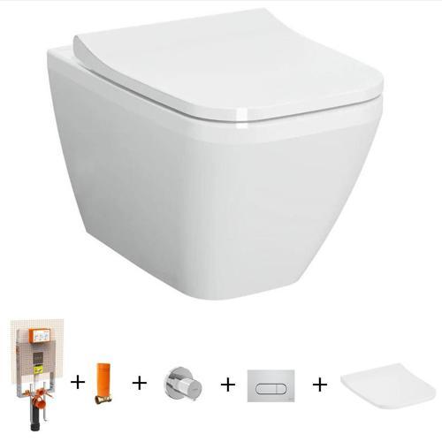 İntegra Square Rim-Ex Asma Klozet + Slim Duroplast Yavaş Kapak + Gömme Rezervuar  SET