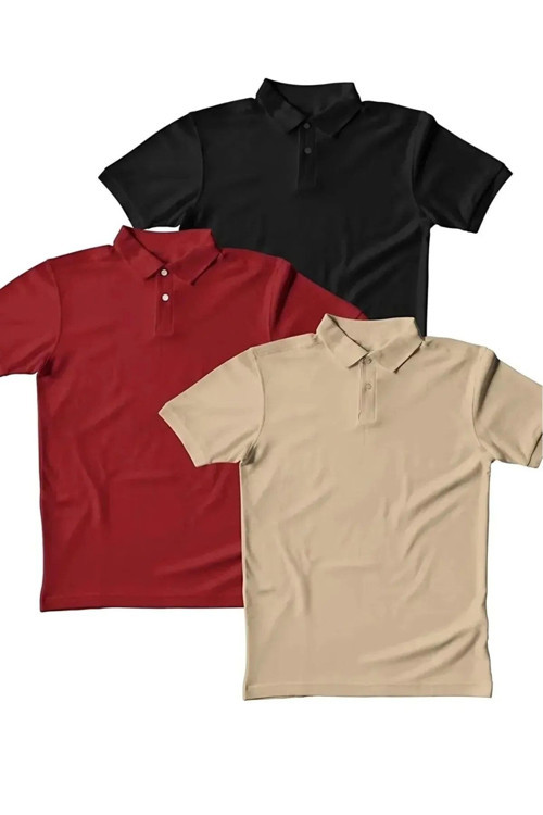 Erkek 3'Lü Set Polo Yaka Kısa Kollu Yazlık T-Shirt