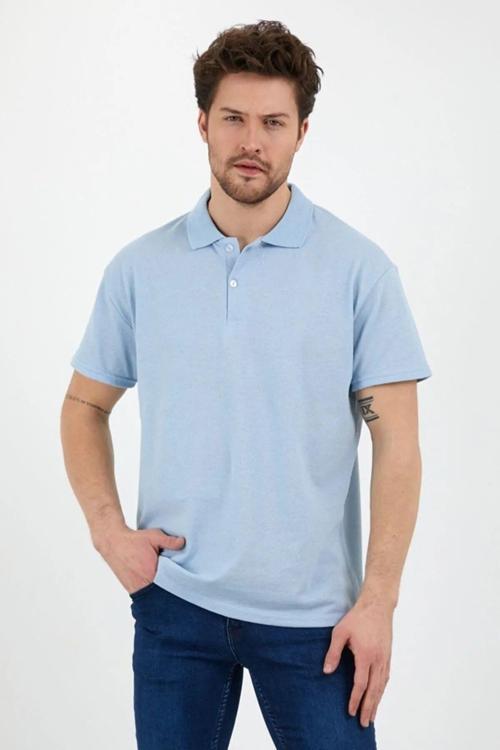 Regular Fit Erkek Polo Yaka Bebe Mavi T-Shirt