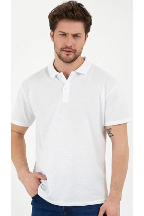 Regular Fit Beyaz Erkek Polo Yaka T-Shirt - Erkek Tşört