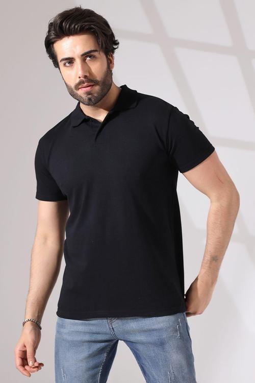 Siyah Dar/Slim Fitt Polo Yaka Tshirt