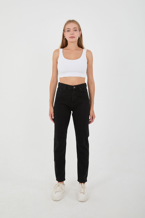 Kadın %100 Pamuk Mom Jeans