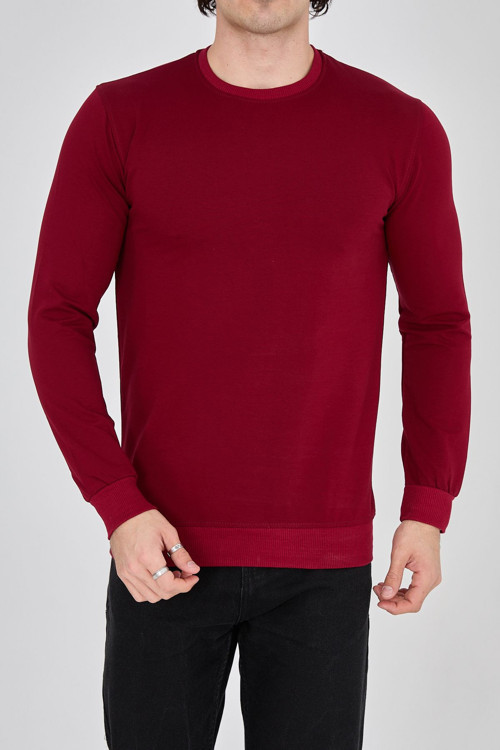 Erkek Slim Fit Bisiklet Yaka Sweatshirt