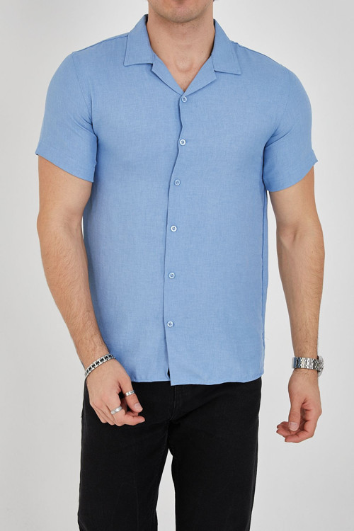 Erkek Slim Fit Polycotton Kısa Kol Gömlek