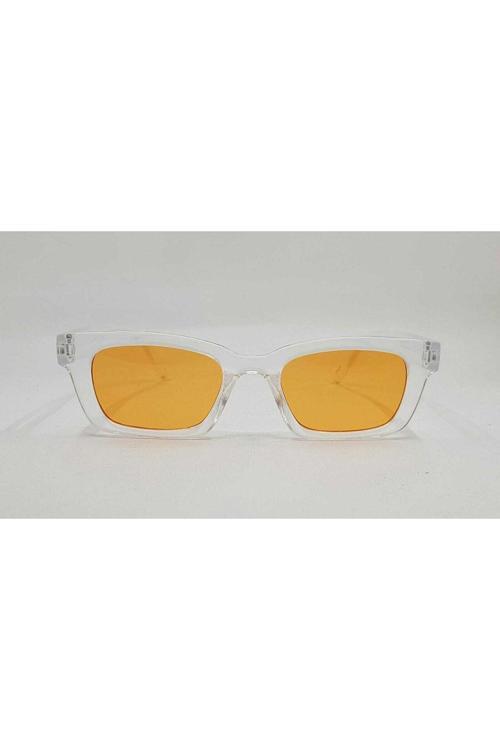 Oval Şeffaf Çerçeve Turuncu Cam Unısex Güneş Gözlüğü 2016 01 52-19-135