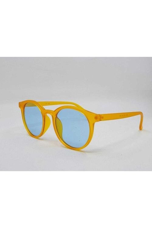Oval Turuncu Çerçeve Mavi Cam Unısex Güneş Gözlüğü 2018 09M 52-18-140