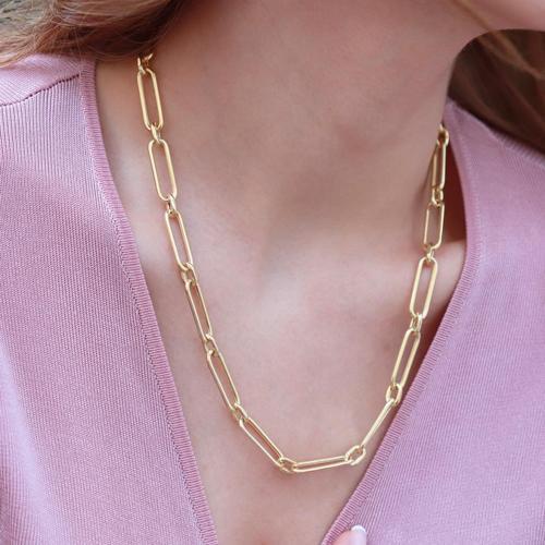 Gold Kaplama Trend Geçme Zincir Gümüş Kolye