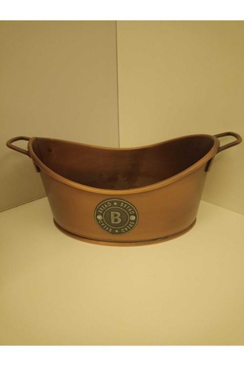 Tam Life And Home Bakır Renk Tel Kulplu Metal Bread Gondol Ekmeklik Sunum 23X18X12 Cm.