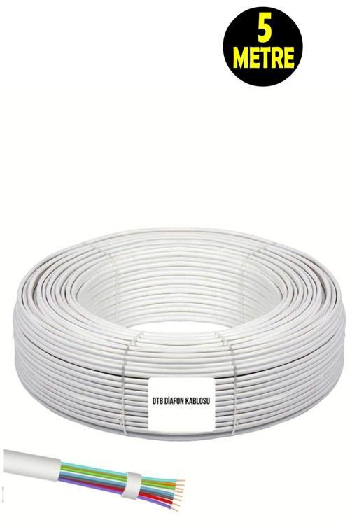 5 Metre Dt8 Kablo - 8 X 0.22 Dt 8 Sesli Görüntülü Diafon Alarm Zil Kablosu