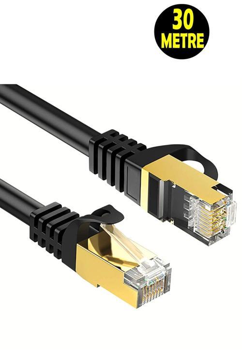 30 Metre Cat7 Lan Internet Data Modem Kablosu ( Cat 7 Ethernet Modem Rj45 Uçlu Jacklı Network Adsl)