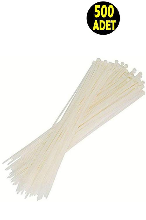 500 Adet Beyaz Elektrik Kablosu Kablo Bağı Klips Plastik Kelepçe Cırt Cırt Kelepçe  20 Cm-3.6 Mm