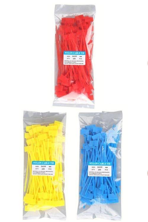 300 Adet 3 Renk Etiketli Elektrik Kablosu Kablo Bağı Klips Plastik Kelepçe Cırt Cırt Kelepçe 100X3Mm
