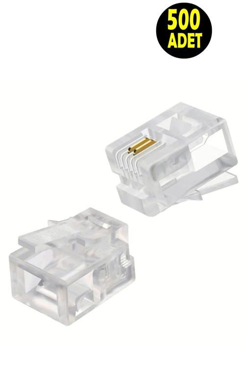 500 Adet Rj11 6P/2C Kablolu  Telefon Kablosu Soketi Ucu  -Rj11 6P/2C Uç