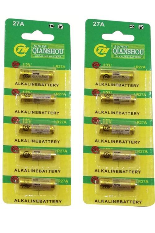 10 Adet 27A 12V Spesifik Pil 27A-C5 27A 12 Volt Alkalin Kısa Ince Kalem Alarm Kumandası Pili