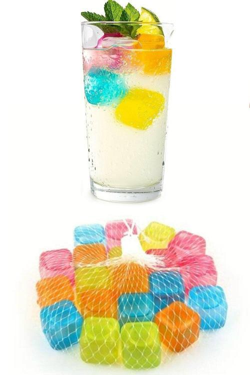 Renkli Tükenmez Plastik Buz Kalıbı Küpü 12'Li
