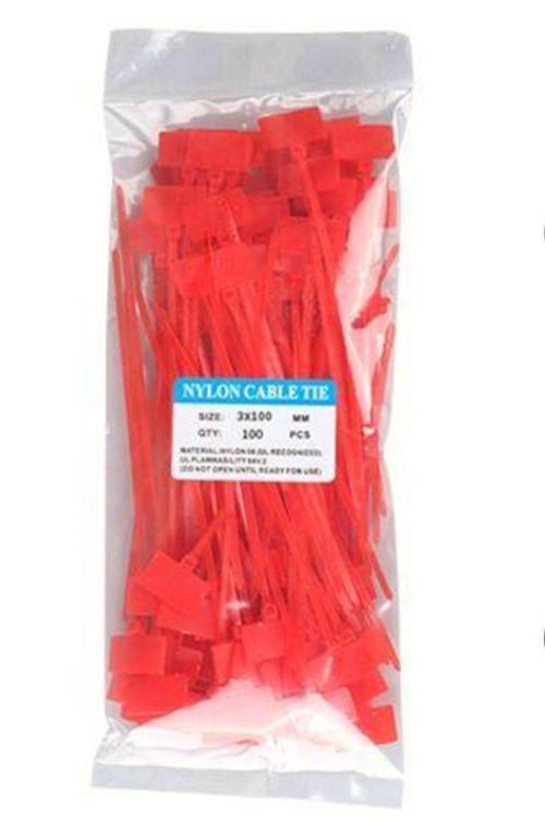 100 Adet Kırmızı Etiketli Elektrik Kablosu Kablo Bağı Klips Plastik Cırt Cırt  Kelepçe  100X3Mm
