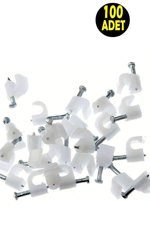 100 Adet No 1 Beton Çivili Kablo Tutucusu Kroşe -4X6 Mm Kordon Kablo Kroşesi