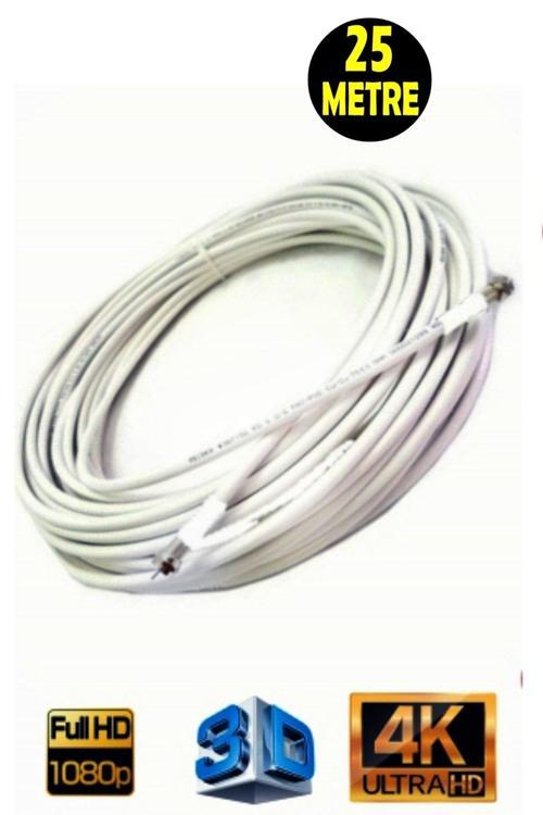 25 Metre 64 Tel Rg6/U4 Full Hd 3D 4K Anten Tv Çanak Uydu Lnb Kablosu ( F Konnektör Takılı Hazır )