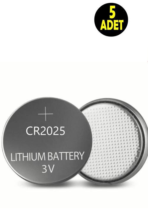 5 Adet 3 Volt Cr2025  Lityum Para Pil (Dl2025 Cr 2025 Bios-Kepenk-Kumanda Terazi Düğme Lithum Pili)