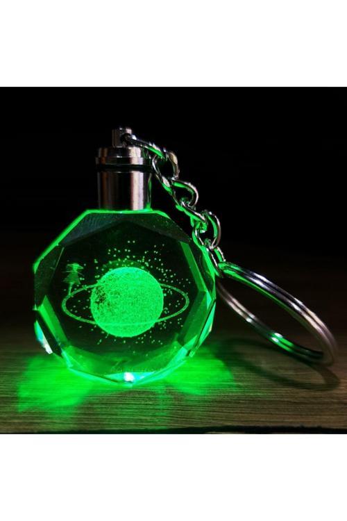 Led Işıklı Kristal Anahtarlık Saturn Kız Renk Değiştiren Şık Tasarımlı Hediyelik