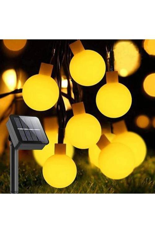 Güneş Enerjili 5 Metre 20 Led Sarı Bahçe Teras Parti Balkon Süsü Aydınlatma Lambası Solar