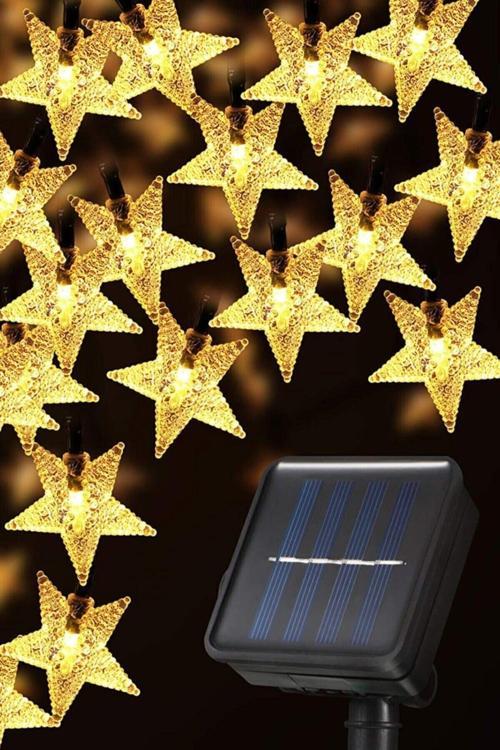 Güneş Enerjili   Solar Yıldızlı 8 Fonksiyonlu 7 Metre 30 Yıldız Günışığı Led Su Geçirmez