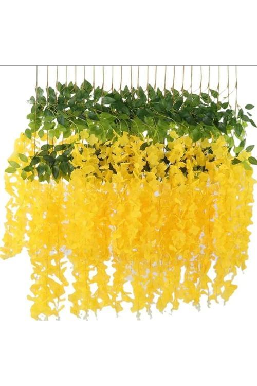 Yapay Sarkan Akasya Çiçeği 80-110 Cm SARI 12li Paket