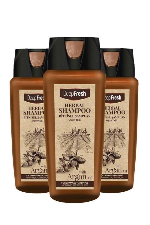Herbal Bitkisel Şampuan Argan Yağı Özlü Yıpranmış Saçlar 3 X 500 Ml