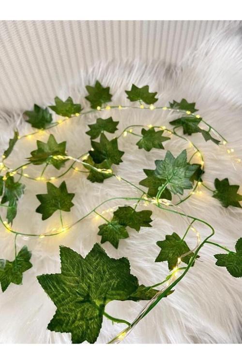 3mt Peri Ledli Sarmaşık Işıklı Büyük Yapraklı Yapay Sarmaşık