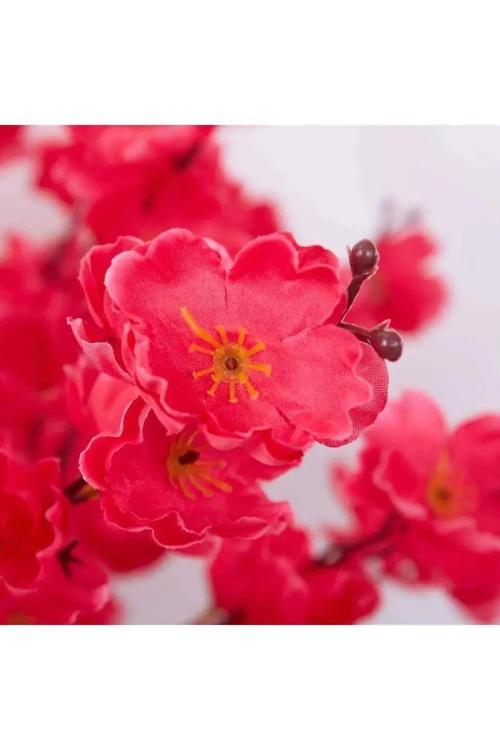 1 ADET KOYU PEMBE 9 DALLI BAHAR DALI SAKSIZ VAZO DÜĞÜN NİŞAN DEKOR ÇİÇEĞİ