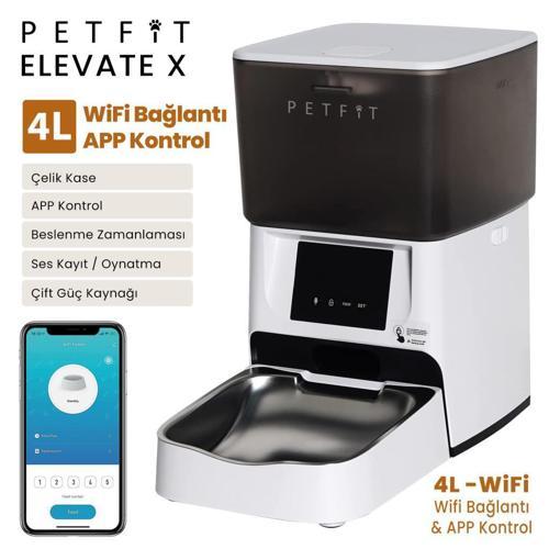Elevate X 4L Wi-Fi Akıllı Otomatik Kedi Köpek Mama Kabı Besleme Ünitesi (Sesli Komut+Çelik Kase+APP)