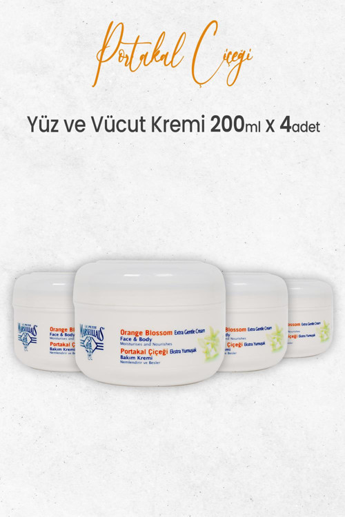 Ekstra Nazik Krem Portakal Çiçeği Yüz ve Vücut Kremi 200 ml x 4 Adet
