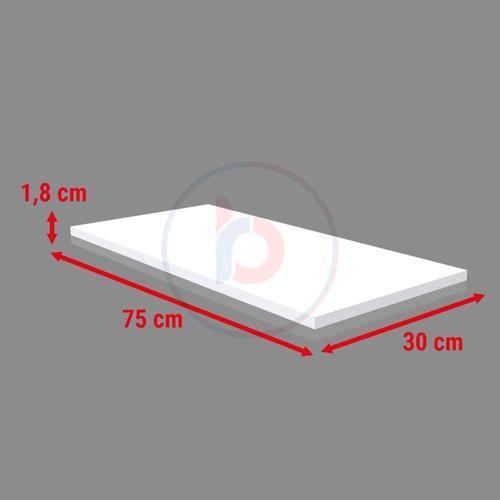 30x75 Cm Beyaz Ahşap Raf - Suntalam Tekli Raf
