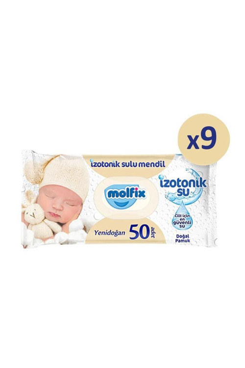 Yenidoğan Izotonik Islak Mendil 9 Paket X 50 Yaprak- 450 Yaprak