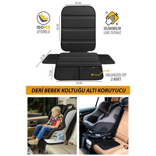 Deri Oto Çocuk Bebek Koltuğu Koruyucu - Isofix Uyumlu - Leke Tutmuz - Silinebilir