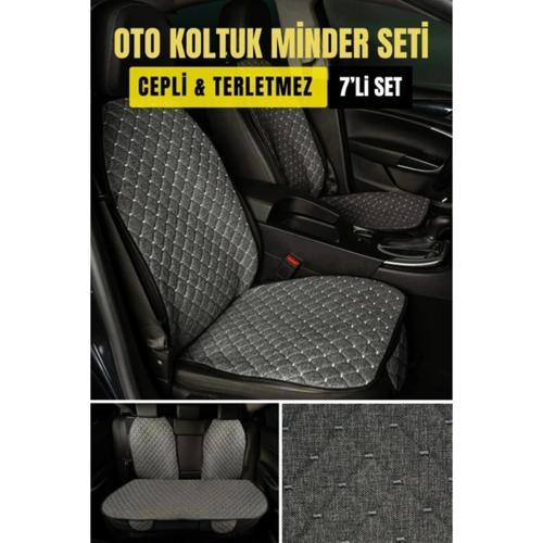 CİTROEN C5 Aircoss 2017 + Terletmez Kaymaz Keten Oto Minder Kılıf Komple Set ( 7 Parça ) Füme