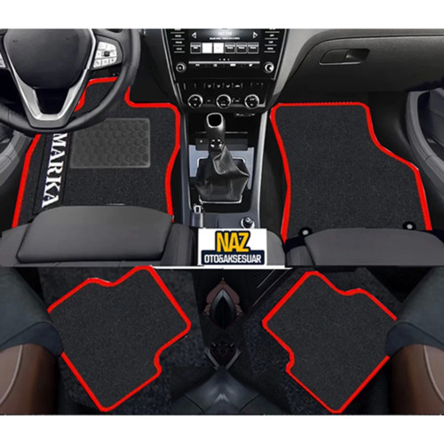 Mercedes S W221 2006-2013 Short Siyah Halı Kırmızı Kenar Petek Topuk