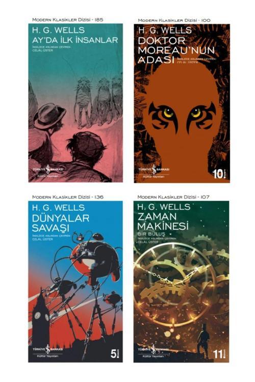 Dünyalar Savaşı - Ay’Da İlk İnsanlar - Zaman Makinesi - Doktor Moreau'Nun Adası 4 Kitap - Wells