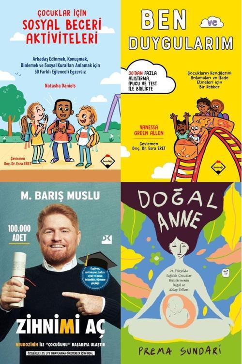 Çocuklar İçin Sosyal Beceri Aktiviteleri+Ben Ve Duygularım+Zihnimi Aç+Doğal Anne 4 Kitap Set