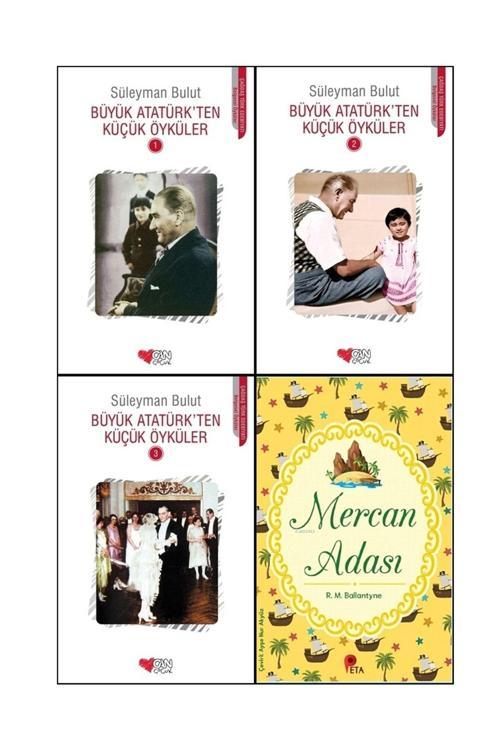 Büyük Atatürkten Küçük Öyküler Seti (1 - 2 - 3) + Mercan Adası Kitabı Hediye