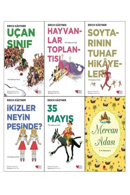 Erich Kastner Seti (5 Kitap) + Mercan Adası Hediye Uçan Sınıf - Hayvanlar Toplantısı + 3 Kitap